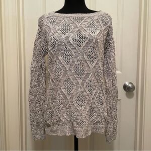 Sonoma Life + Style Loose‎ Knit Lightweight Gray & White Sweater Women's Small